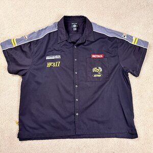 Ski-Doo Team Racing Bombardier ATV Short Sleeve Mechanic Button Up Shirt Sz 3XL